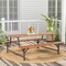 Natural Acacia Wood Patio Picnic Table And Bench Set 6-Person Outdoor